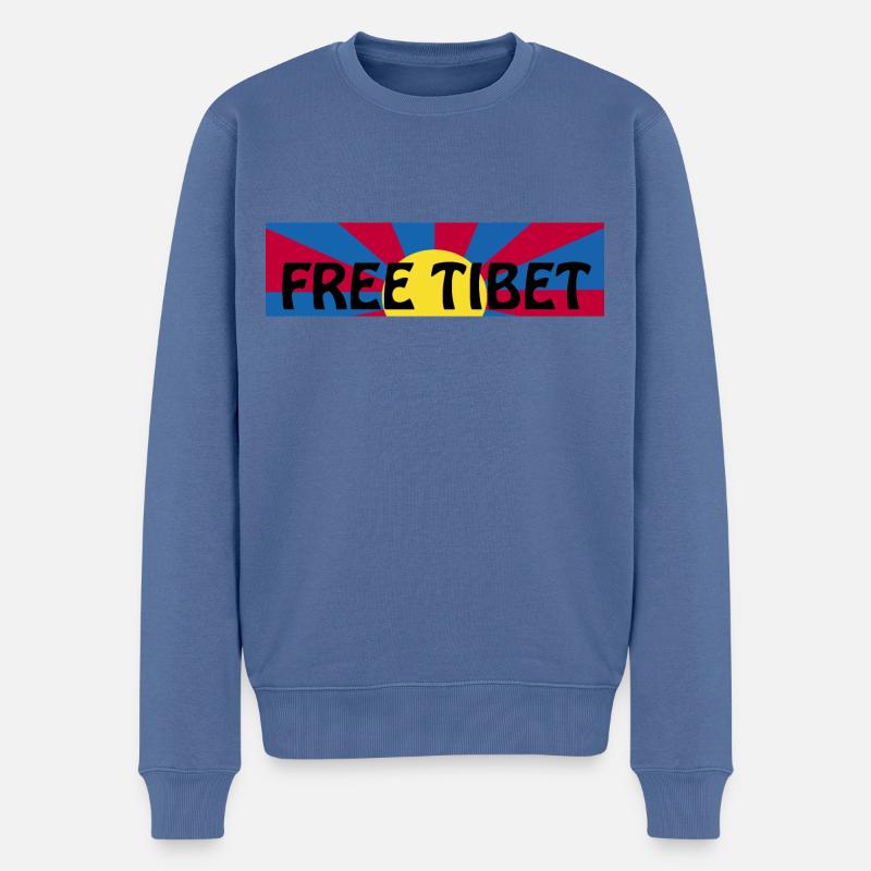free tibet - Männer Premium Bio Pullover - Taubenblau