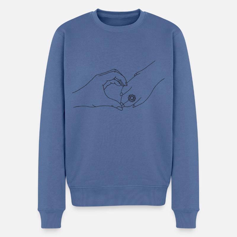 Hand mit Pfote - Männer Premium Bio Pullover - Taubenblau