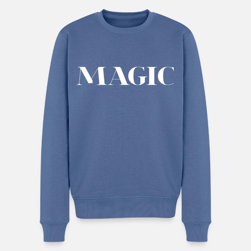 Magie Blanche - Pull Premium bio Homme - bleu pigeon