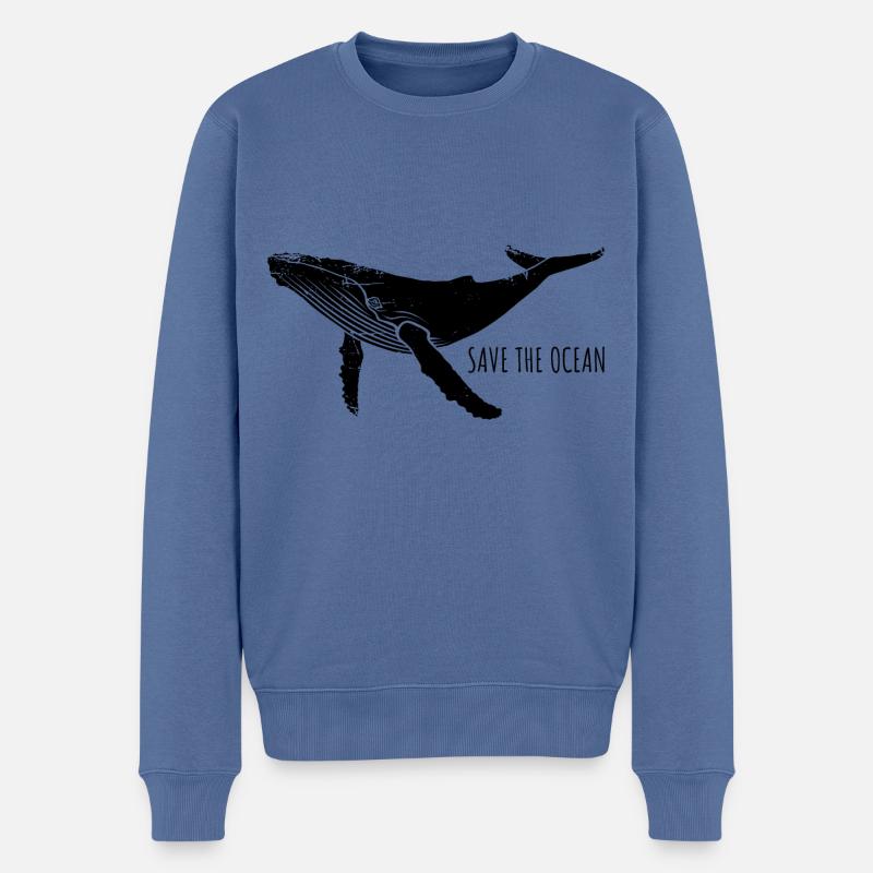 Save the ocean - Wal - Buckelwal - Geschenk - Männer Premium Bio Pullover - Taubenblau