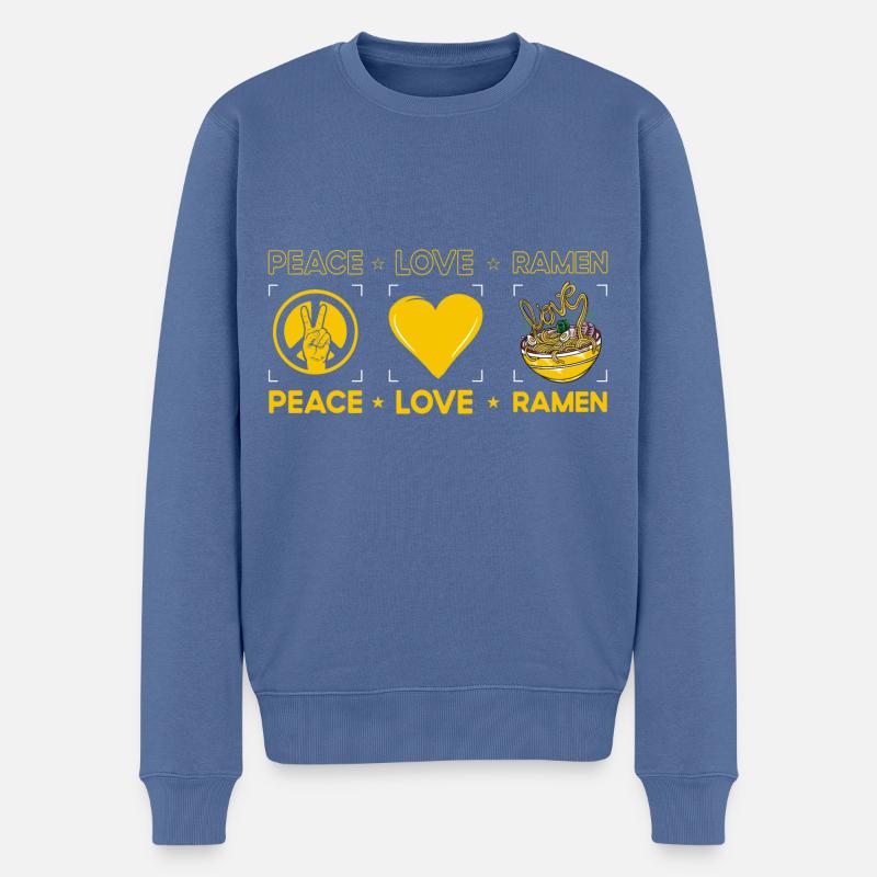 Peace Love Ramen - Männer Premium Bio Pullover - Taubenblau