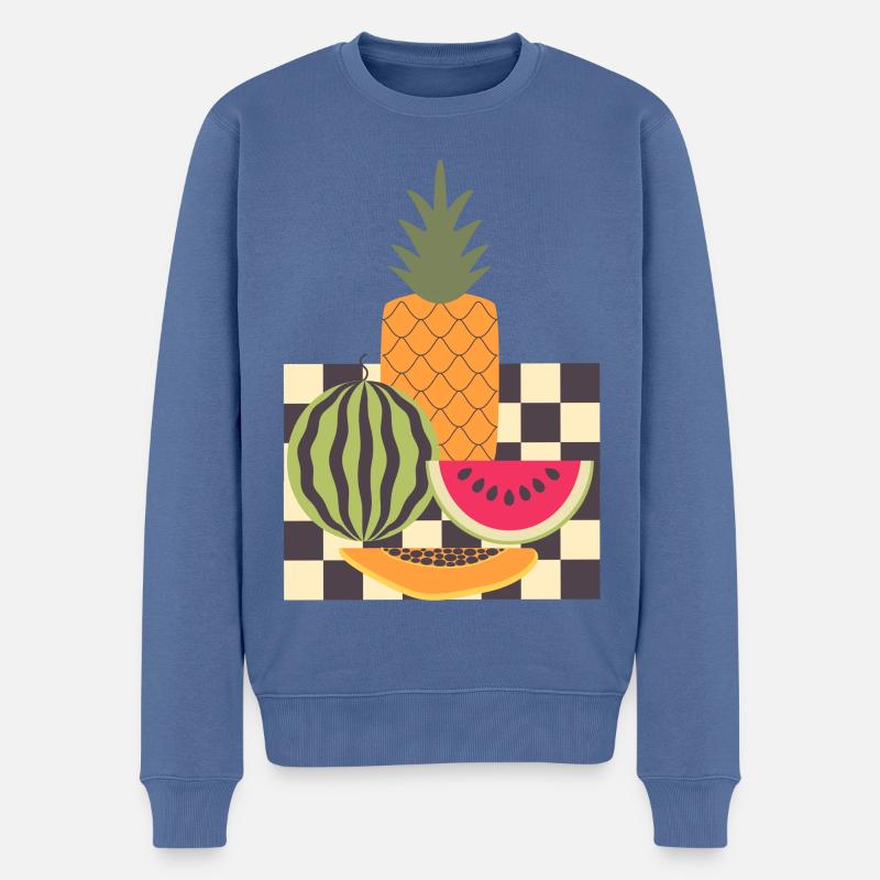 Abstrakte Frucht und Geometrie - Männer Premium Bio Pullover - Taubenblau