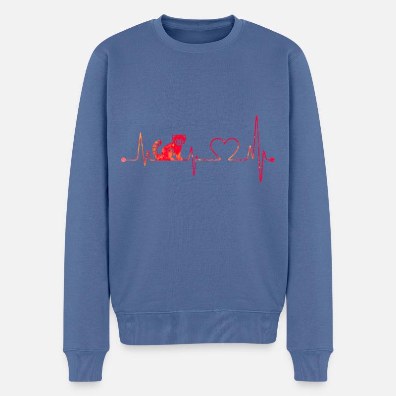 Heartbeat Panda Rouge - Pull Premium bio Homme - bleu pigeon