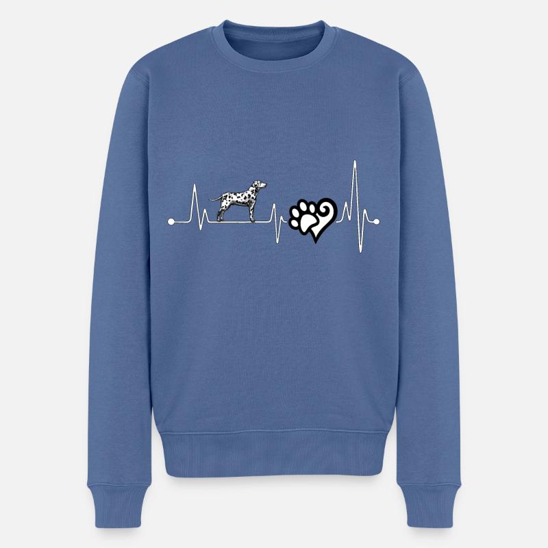 Battement de cœur dalmate - Pull Premium bio Homme - bleu pigeon