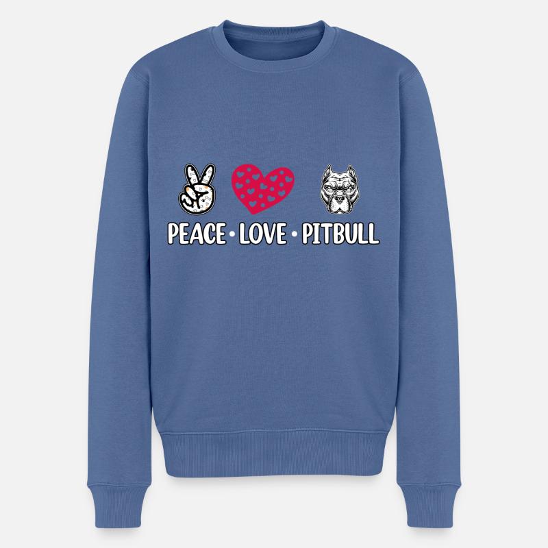 Peace love pitbull - Männer Premium Bio Pullover - Taubenblau