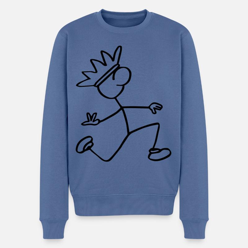 Strichmännchen König - Männer Premium Bio Pullover - Taubenblau