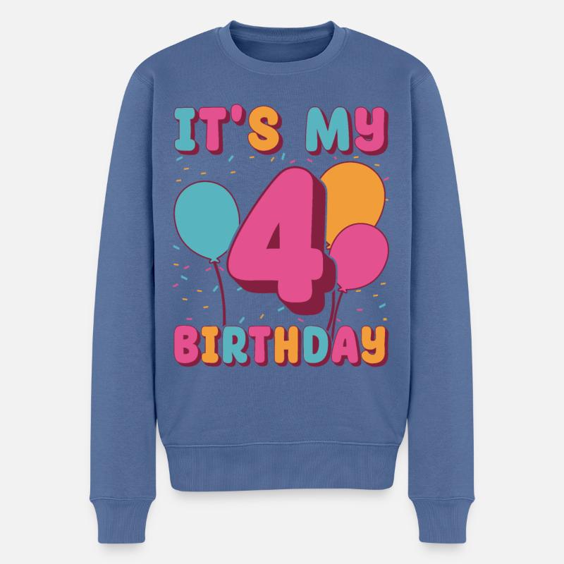 C’est mon 4e anniversaire - Pull Premium bio Homme - bleu pigeon