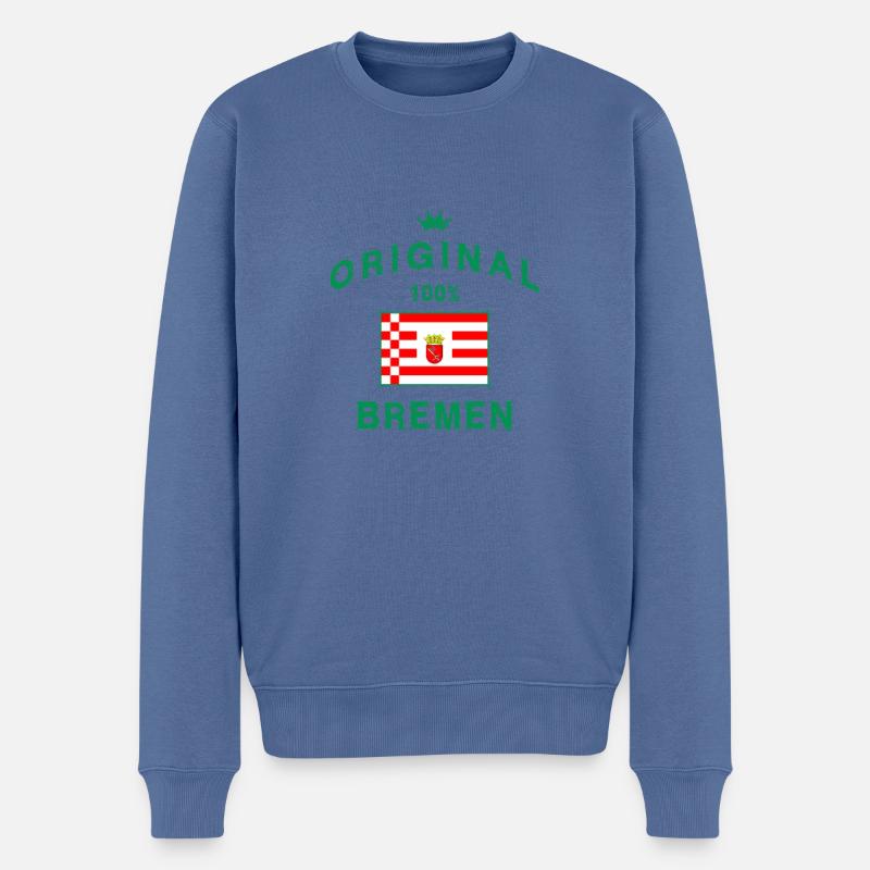 Bremen - Männer Premium Bio Pullover - Taubenblau