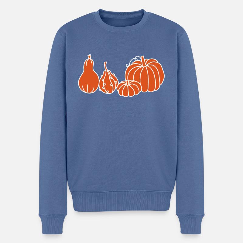 Kürbis und Kürbis - Männer Premium Bio Pullover - Taubenblau