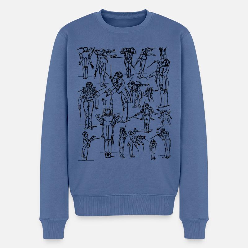 Gustav Mahler dirige - Pull Premium bio Homme - bleu pigeon