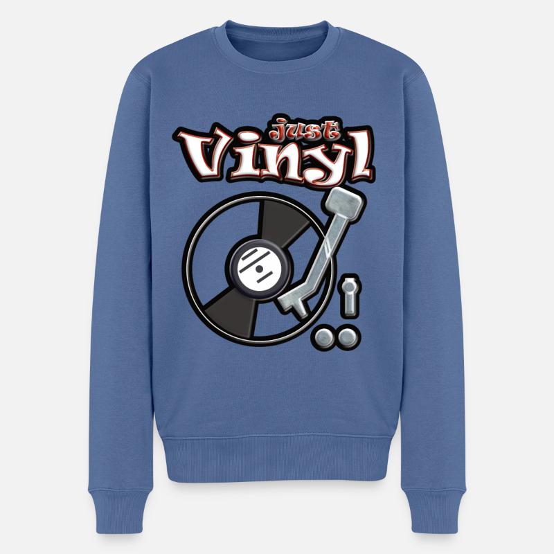 Just Vinyl Turntable metallic - Männer Premium Bio Pullover - Taubenblau