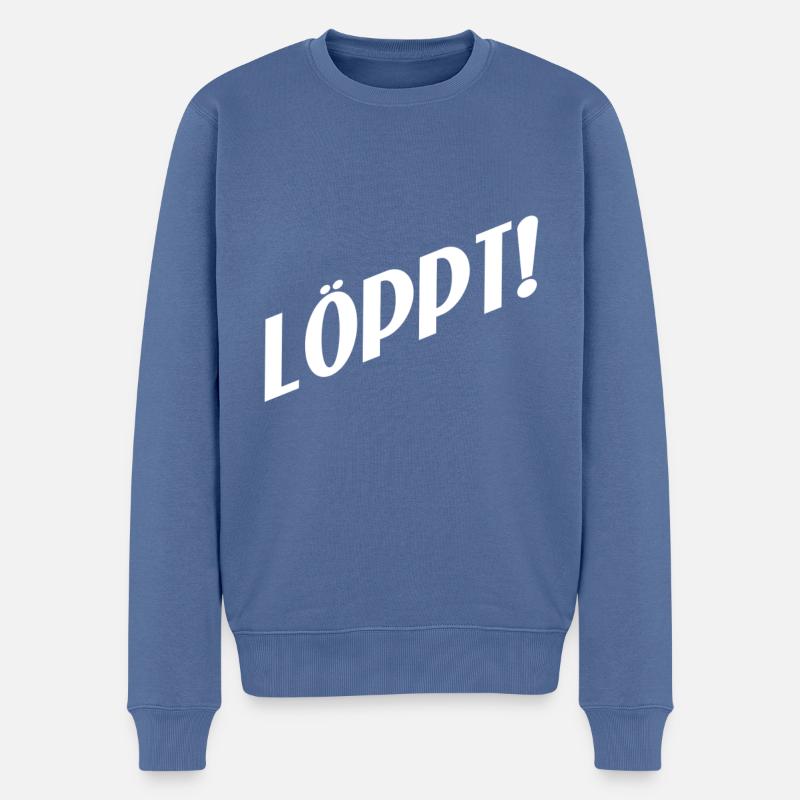 Plattdeutscher Spruch Löppt. - Männer Premium Bio Pullover - Taubenblau