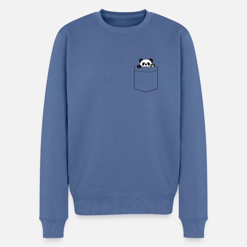 Tasche Panda T-Shirt - Männer Premium Bio Pullover - Taubenblau