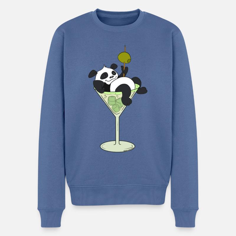 Quarantänegetränk Lustiger Panda - Männer Premium Bio Pullover - Taubenblau