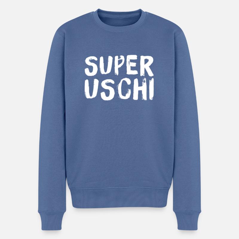 Super Uschi - Männer Premium Bio Pullover - Taubenblau