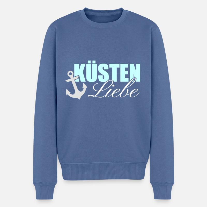 Küsten Liebe - Männer Premium Bio Pullover - Taubenblau