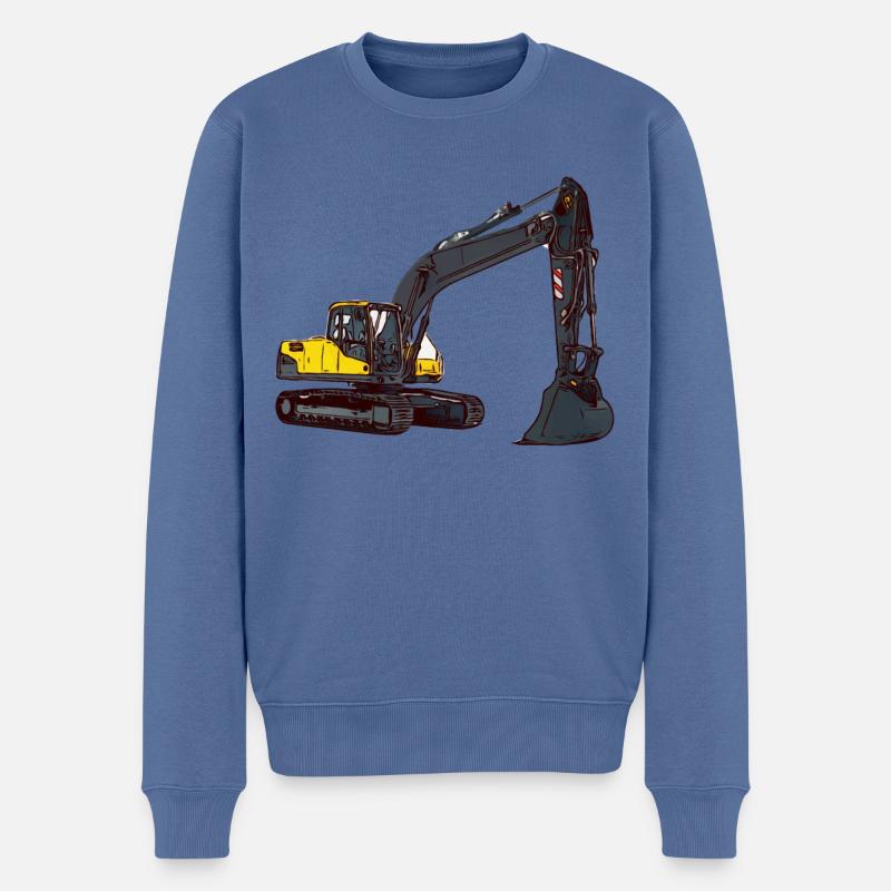 Excavator Excavator construction sites work design - Pull Premium bio Homme - bleu pigeon