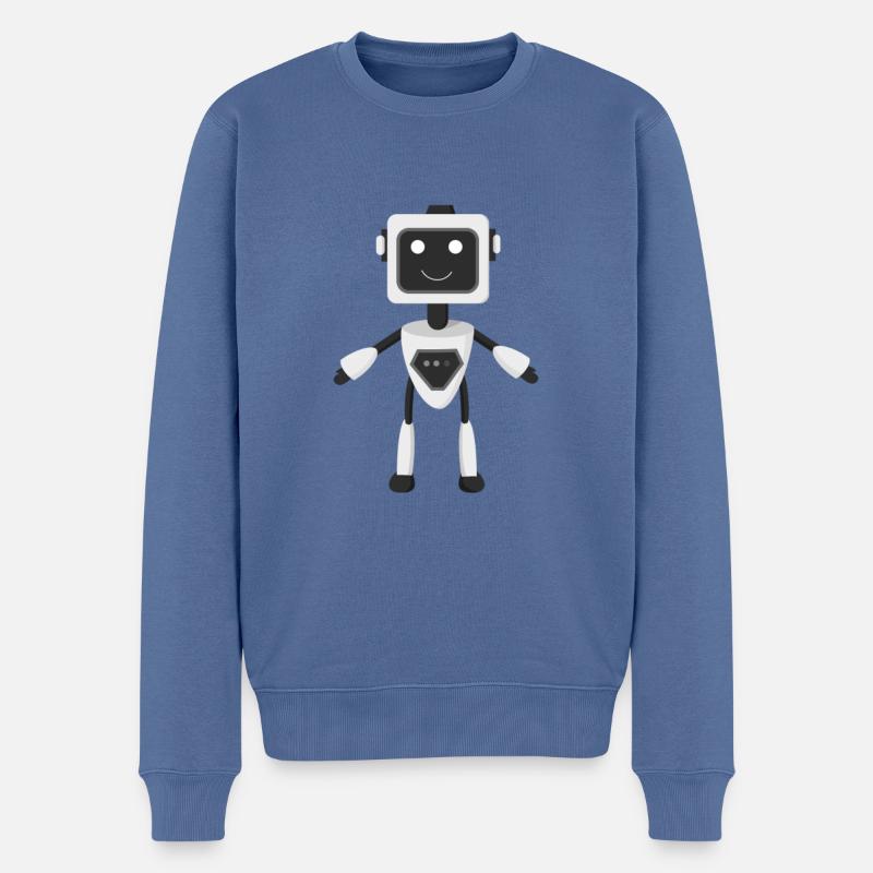 Roboter Robot Future - Männer Premium Bio Pullover - Taubenblau