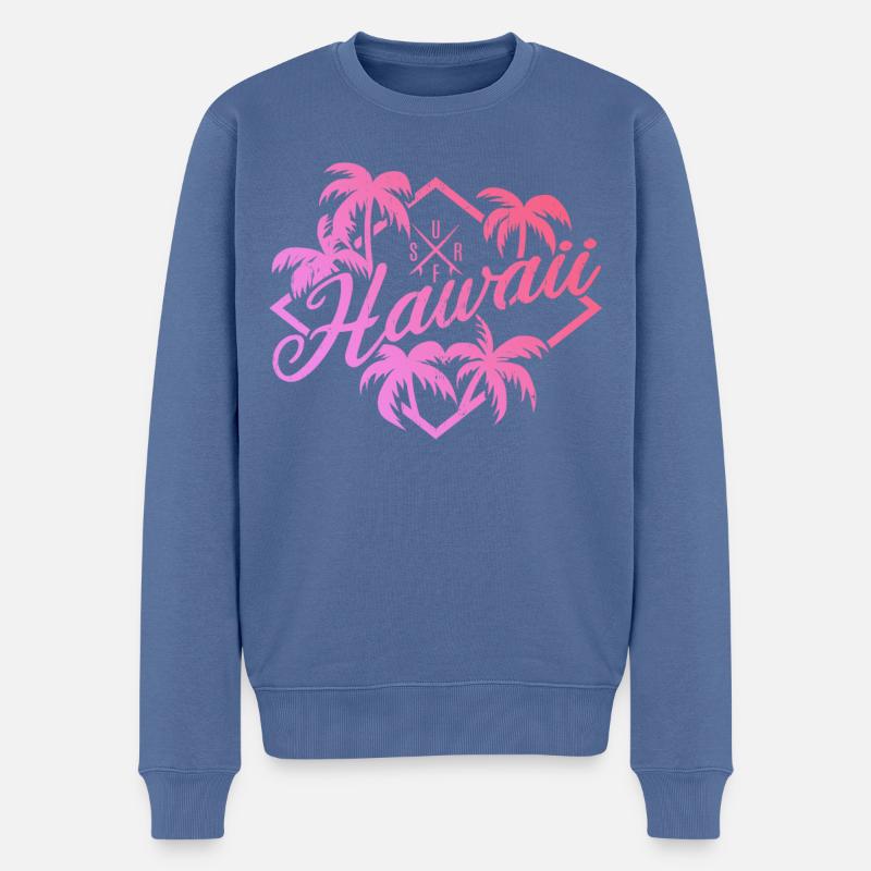 Hawaii Surf Pink - Männer Premium Bio Pullover - Taubenblau