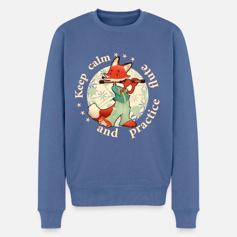 Keep calm practice flute flute fox - Men's Premium Organic Jumper - stone blue