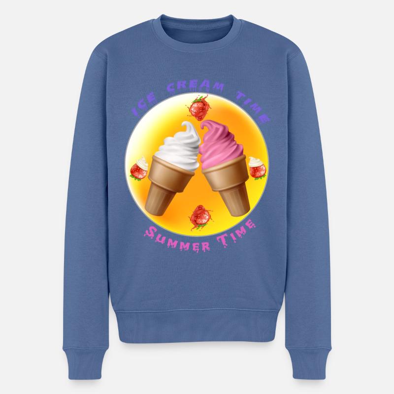 Eiscreme Zeit - Sommer Zeit - Männer Premium Bio Pullover - Taubenblau