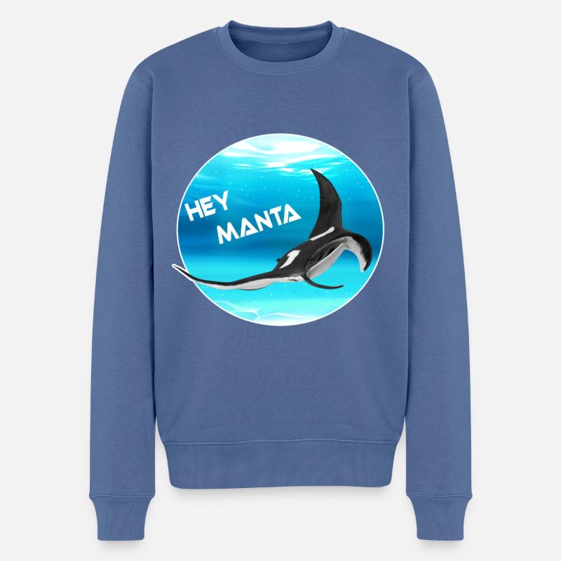 Hey Manta - Männer Premium Bio Pullover - Taubenblau