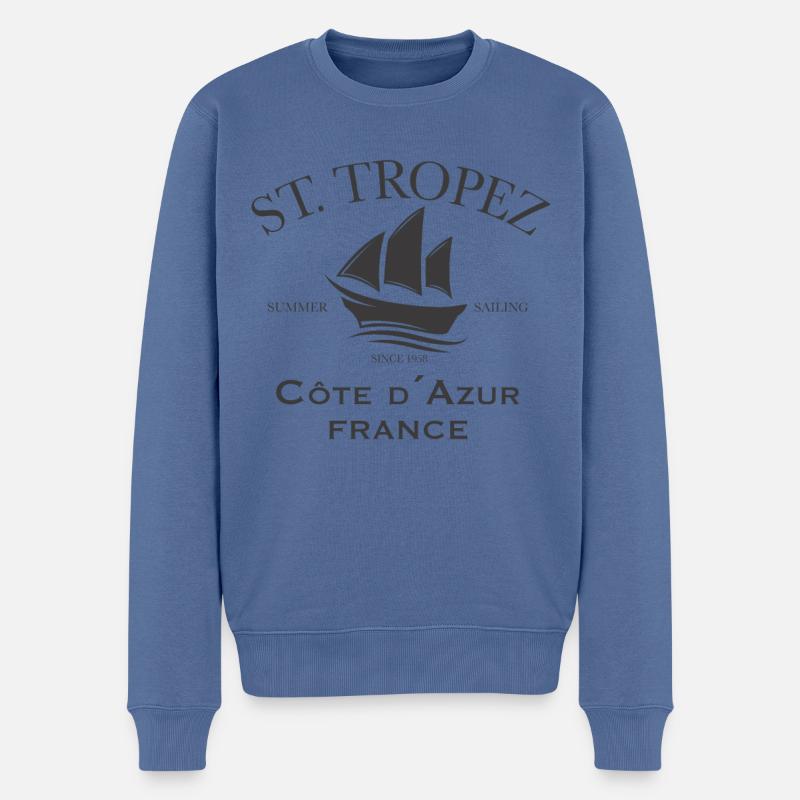 St Tropez France Summer Sailing grey edition - Männer Premium Bio Pullover - Taubenblau