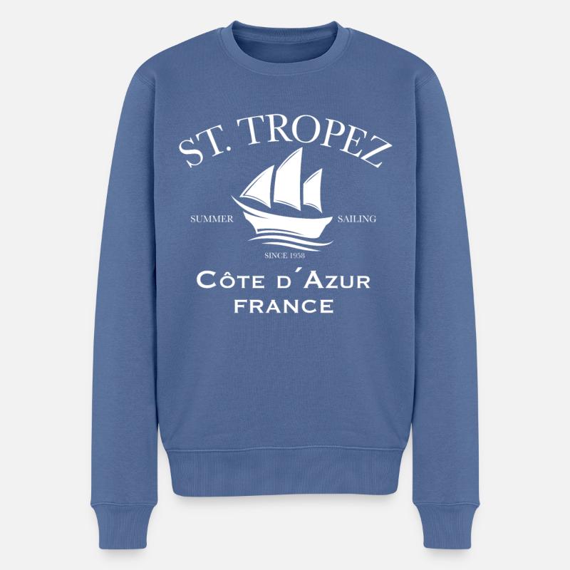 St. Tropez France Summer Sailing - Männer Premium Bio Pullover - Taubenblau