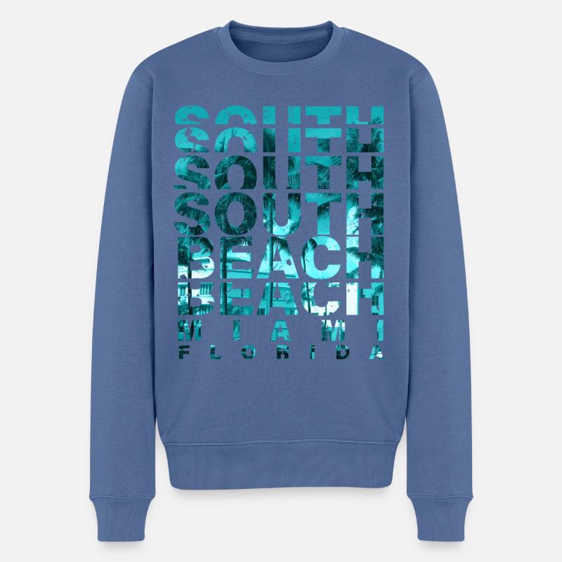South Beach Miami Florida - Männer Premium Bio Pullover - Taubenblau