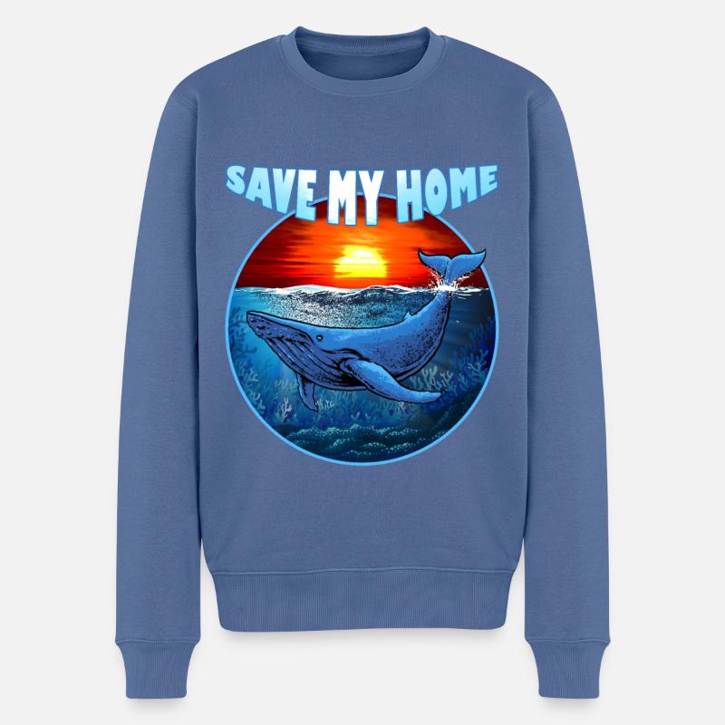 Save my Home - Blauwal - Wal - Meer - Ozean - Männer Premium Bio Pullover - Taubenblau