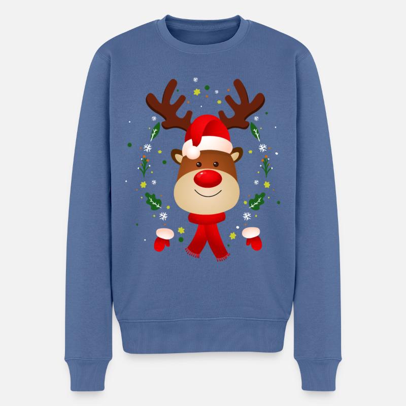 Frohe Weinachten - Männer Premium Bio Pullover - Taubenblau