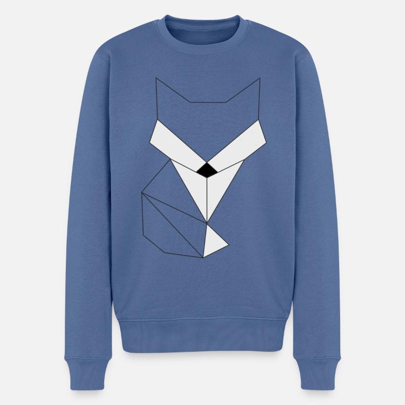 Fuchs Origami Art - Männer Premium Bio Pullover - Taubenblau