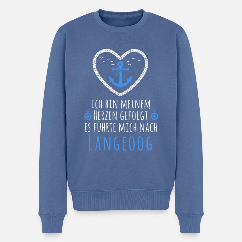 Langeoog - Urlaub Meer Urlauber Spruch - Männer Premium Bio Pullover - Taubenblau