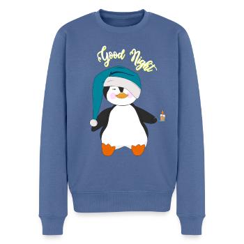 Pingouin bonne nuit - Pull Premium bio Homme - bleu pigeon - Devant - Nico (187cm)