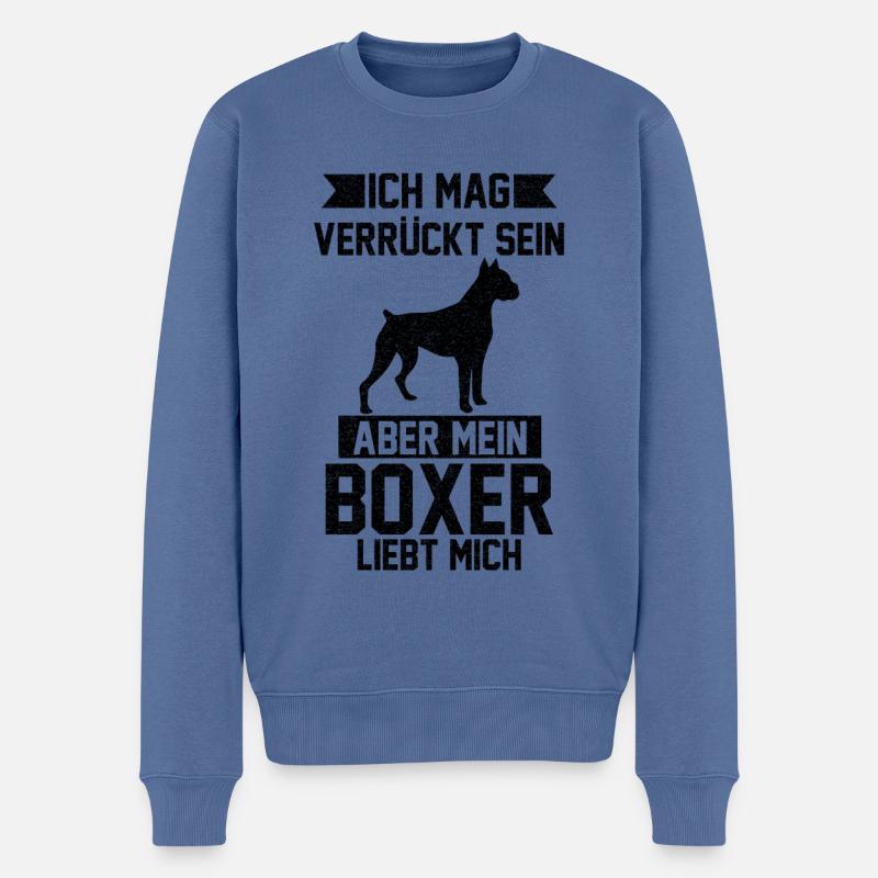 Deutscher Boxer Boxerhalter Hund Lustige Sprüche - Männer Premium Bio Pullover - Taubenblau