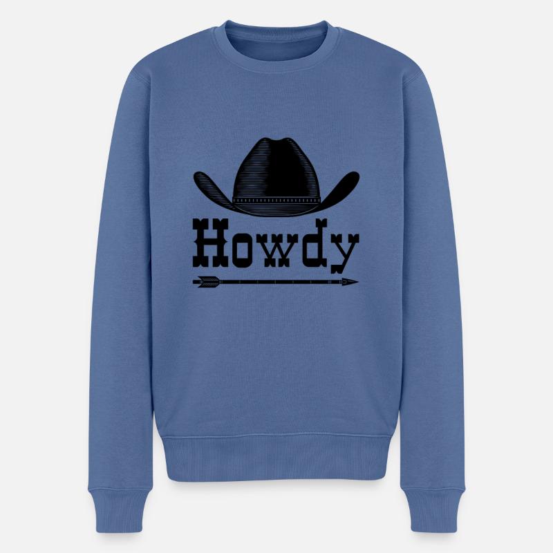 Howdy - Männer Premium Bio Pullover - Taubenblau