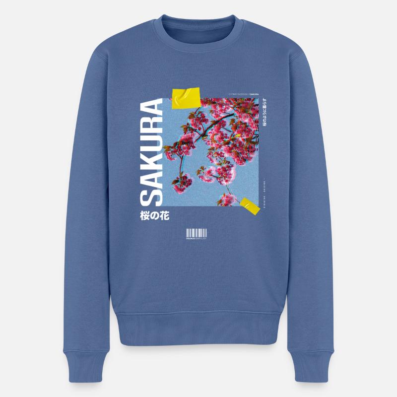 Sakura - Männer Premium Bio Pullover - Taubenblau
