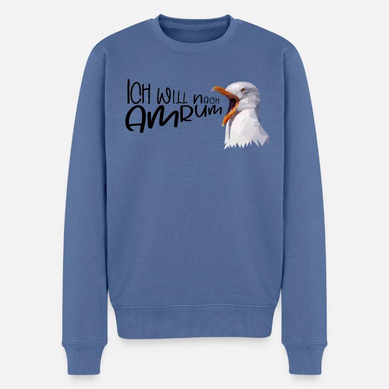 Amrum Urlaub Möwe Nordsee Insel Küste Geschenk - Männer Premium Bio Pullover - Taubenblau