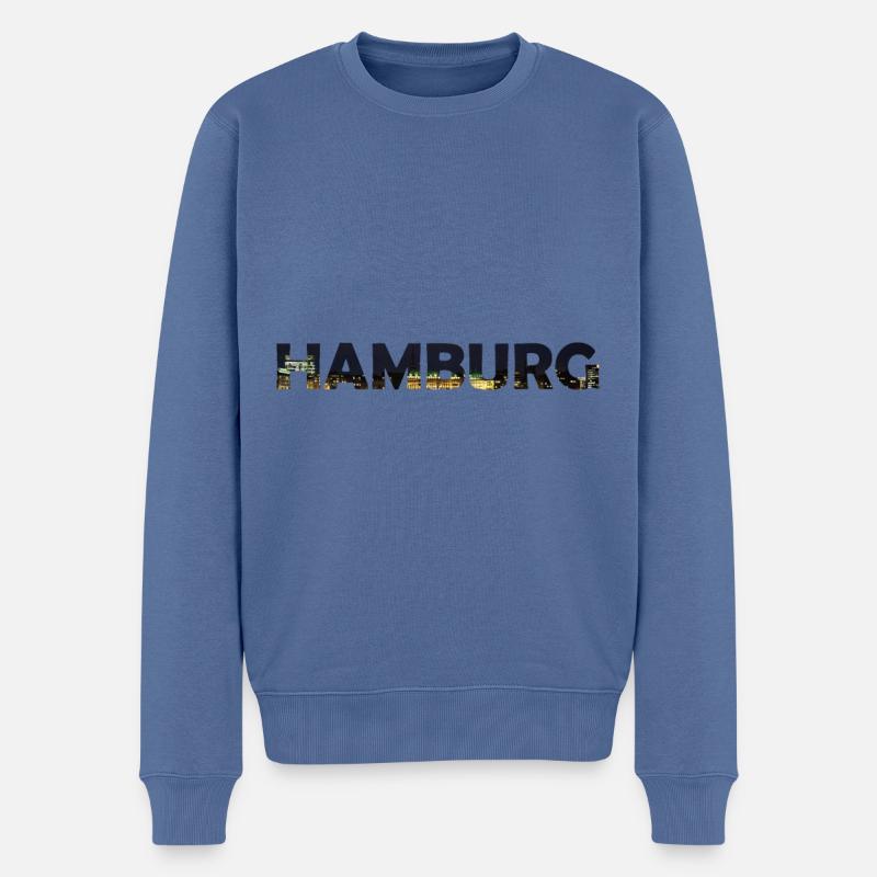 Hamburg - Männer Premium Bio Pullover - Taubenblau