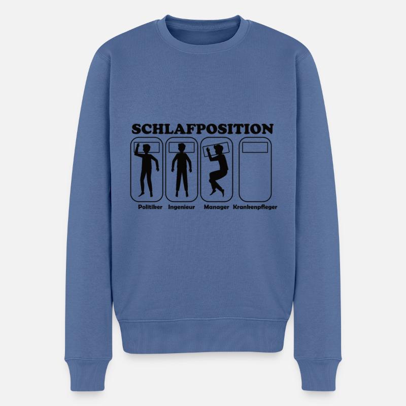 Schlafposition Krankenpfleger - Männer Premium Bio Pullover - Taubenblau