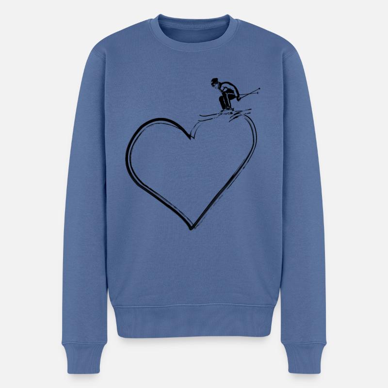 Ski Fahren Winter Wintersport Geschenk - Männer Premium Bio Pullover - Taubenblau