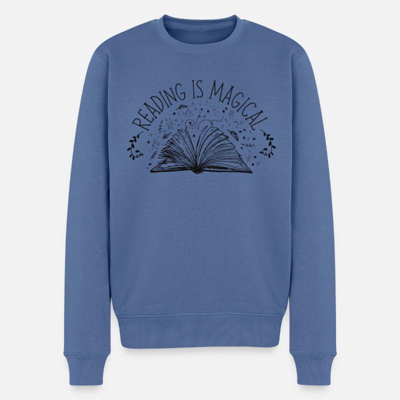 Buch Lesen Literatur Reading Is Magical - Männer Premium Bio Pullover - Taubenblau
