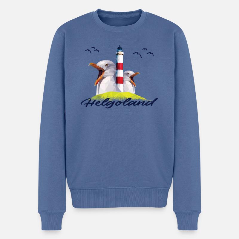 Helgoland Nordsee Insel Urlaub Geschenk - Männer Premium Bio Pullover - Taubenblau