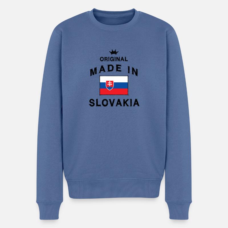 Made in Slowakei Fahne Flagge - Männer Premium Bio Pullover - Taubenblau