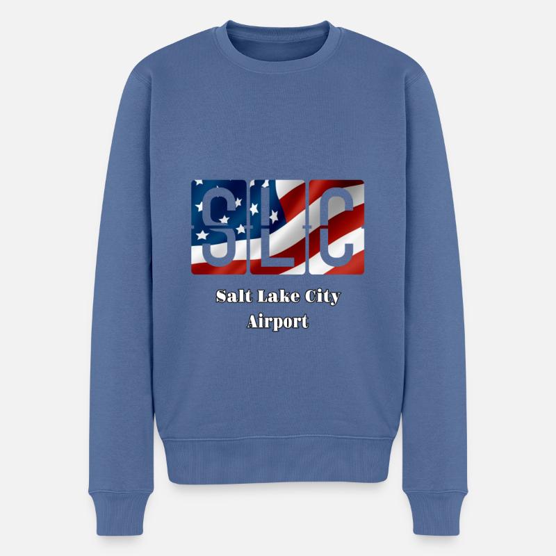 Flughafen Salt Lake City - Männer Premium Bio Pullover - Taubenblau