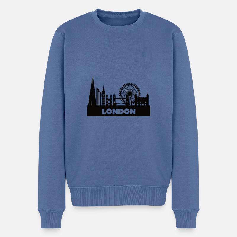 London Skyline - Männer Premium Bio Pullover - Taubenblau