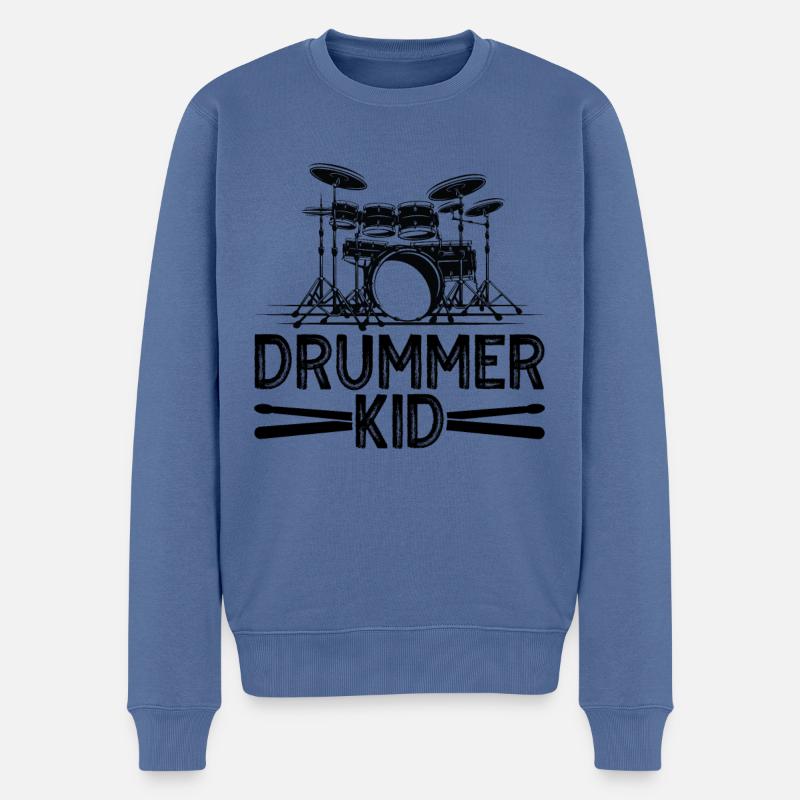 Percussion Design Pour batteur Drummer Kid - Pull Premium bio Homme - bleu pigeon