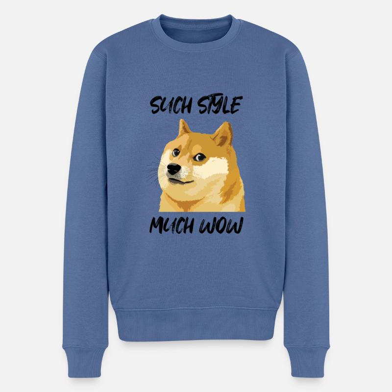 Concern Doge Meme Such Style Much Wow - Männer Premium Bio Pullover - Taubenblau