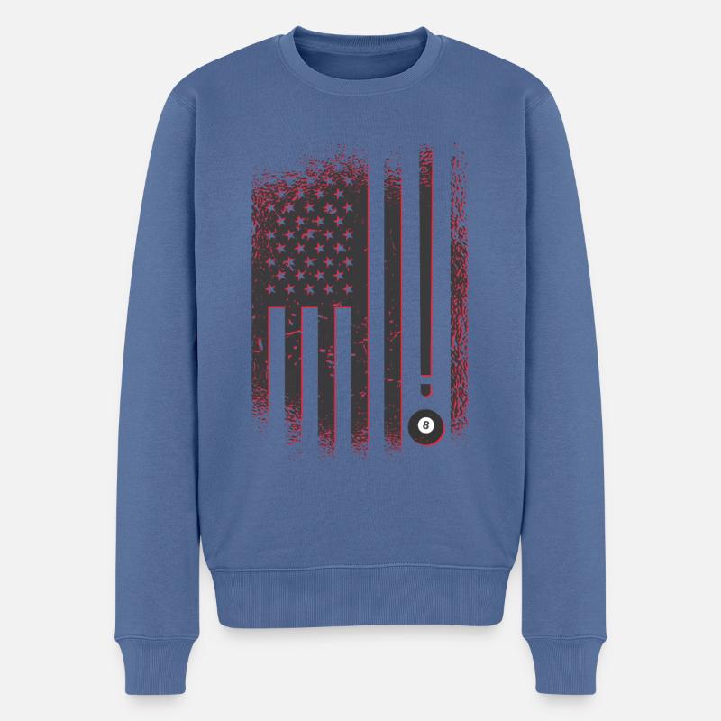 Billard Drapeau américain - Pull Premium bio Homme - bleu pigeon