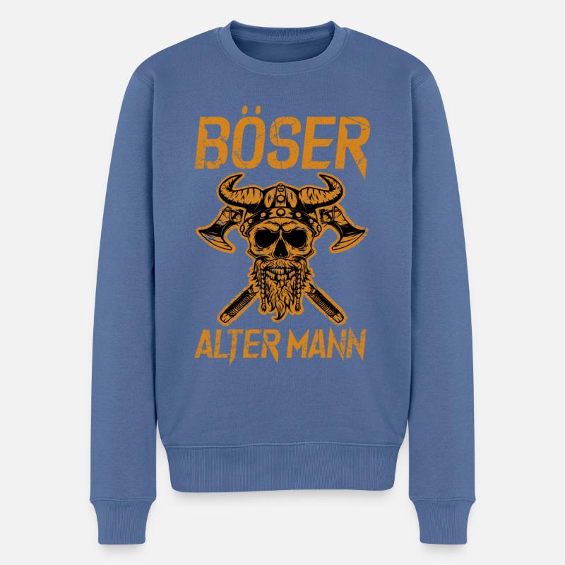 Böser alter Mann Totenkopf Wikinger Valhalla - Männer Premium Bio Pullover - Taubenblau